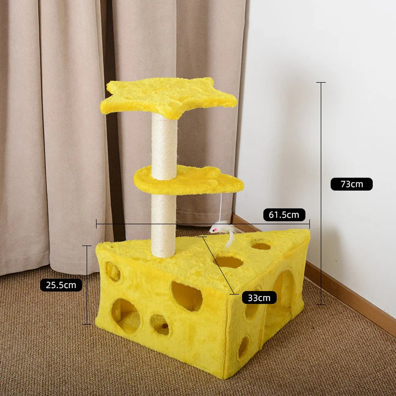 Cheese-Shaped Washable Cat Tower & Hideaway