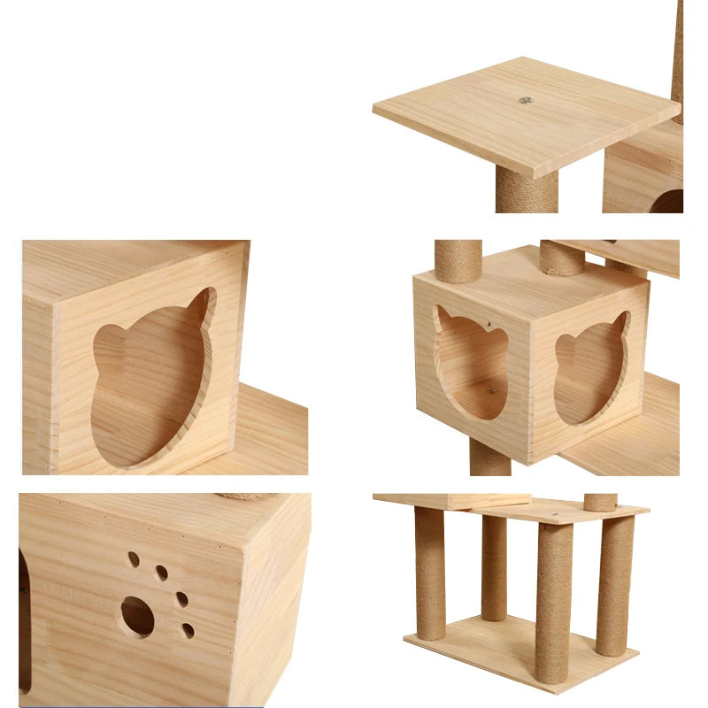 Classic Solid Wood Cat Tree Tower