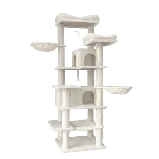 68" Four-Level Cat Tree with Hammock & Floor Mat