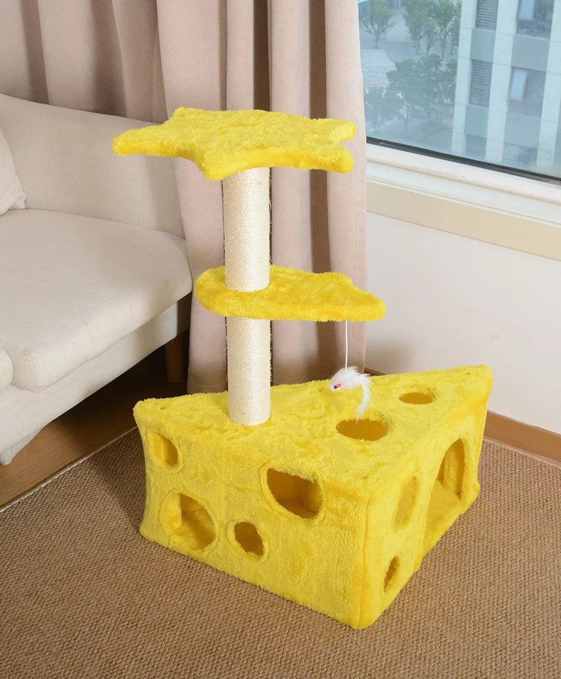 Cheese-Shaped Washable Cat Tower & Hideaway