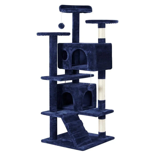 130cm Tall Multi-Level Cat Tree Tower in Blue