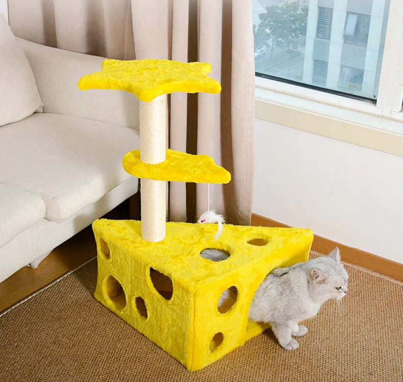Cheese-Shaped Washable Cat Tower & Hideaway