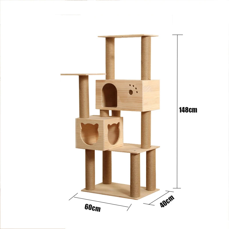 Classic Solid Wood Cat Tree Tower
