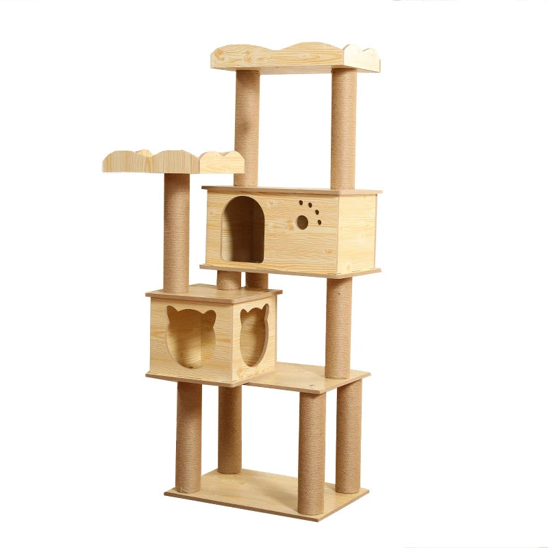 Classic Solid Wood Cat Tree Tower