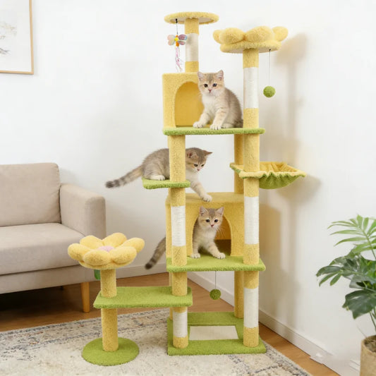 Four-Level Flower-Shaped Luxury Cat Tower
